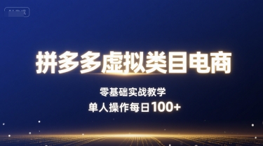 拼多多虚拟类目电商，零基础实战教学，单人操作每日100+-网赚资源网