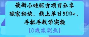 最新小吃配方项目分享独家秘诀，线上单日5张，手把手教学实操 - 网赚资源网-网赚资源网