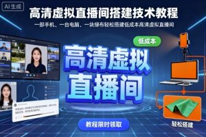 高清虚拟直播间搭建技术教程，一部手机、一台电脑、一块绿布轻松搭建低成本高清虚拟直播间 - 网赚资源网-网赚资源网