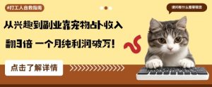 从兴趣到副业靠宠物占卜收入翻3倍一个月纯利润破W - 网赚资源网-网赚资源网