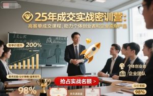 25年成交实战密训营，高客单成交课程，助力个体创业者和企业卖爆产品 - 网赚资源网-网赚资源网