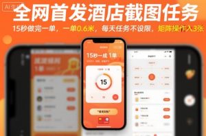 全网首发酒店截图任务，15秒做完一单，一单0.6米，每天任务不设限，矩阵操作日入3张【揭秘】 - 网赚资源网-网赚资源网