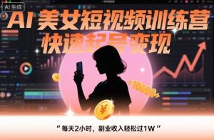 AI美女短视频训练营，快速起号变现，每天2小时，副业收入轻松过1W - 网赚资源网-网赚资源网