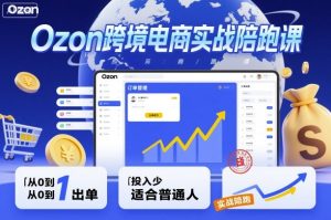 Ozon跨境电商实战陪跑课，教你从0到1出单，投入少适合普通人 - 网赚资源网-网赚资源网