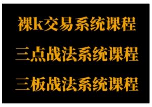 裸K体系、三点体系、三板体系三套系统课程，从基础到进阶，助力交易者构建系统化交易思路 - 网赚资源网-网赚资源网