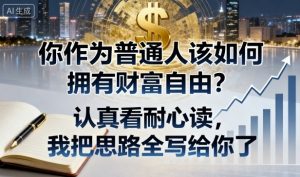 付费文章：你作为普通人该如何拥有财富自由？认真看耐心读，我把思路全写给你了 - 网赚资源网-网赚资源网