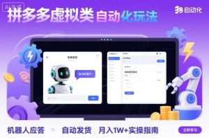 拼多多虚拟类目自动化玩法：机器人应答+自动发货，月入1W+实操指南 - 网赚资源网-网赚资源网