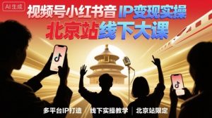 视频号小红书抖音IP变现实操北京站线下大课，40+行业短视频高变现姿势，100+IP高变现实操技术 - 网赚资源网-网赚资源网