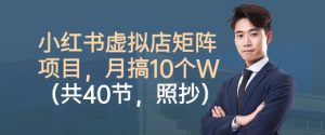 小红书虚拟店矩阵项目，照抄照做，月搞1W+（共40节） - 网赚资源网-网赚资源网