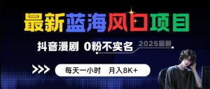 最新蓝海风口项目，抖音漫剧，0粉不实名每天一小时，月入8K+【揭秘】 - 网赚资源网-网赚资源网