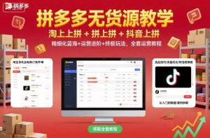 拼多多无货源教学，淘上拼+拼上拼+抖上拼，精细化蓝海+运营进阶+终极玩法，全套运营教程 - 网赚资源网-网赚资源网