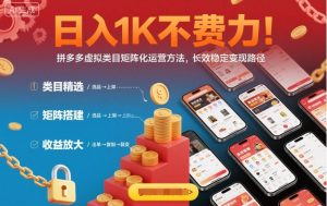 日入1K不费力！拼多多虚拟类目矩阵化运营方法，长效稳定变现路径 - 网赚资源网-网赚资源网