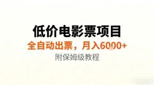 低价电影票项目，全自动出票，月入6k+，附保姆级教程【揭秘】 - 网赚资源网-网赚资源网