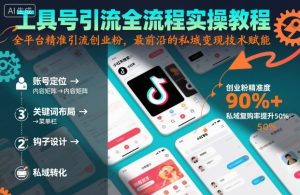 工具号引流全流程保姆级实操教程，全平台精准引流创业粉，最前沿的私域变现技术赋能 - 网赚资源网-网赚资源网