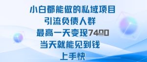 2025年小白都能做的私域项目引流负债人群最高一天变现1k+高变现难度低当天就能见到钱上手快 - 网赚资源网-网赚资源网