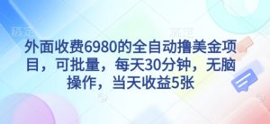 外面收费6980的全自动撸美刀项目，可批量，每天30分钟，无脑操作，当天收益5张【揭秘】 - 网赚资源网-网赚资源网