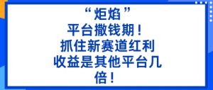 “炬焰”：平台撒钱期！抓住新赛道红利，5分钟二创内容，收益是其他平台几倍！ - 网赚资源网-网赚资源网
