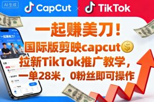 一起賺美刀!国际版剪映capcut拉新TikTok推广教学,一单28米,0粉丝即可操作(附推广入口和教学)-网赚资源网