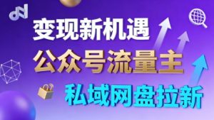 公众号流量主+私域网盘拉新,多方式变现,简单易上手,当天就有收益-网赚资源网