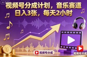 视频号分成计划,音乐赛道,日入3张,每天2小时 - 网赚资源网-网赚资源网