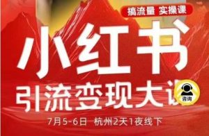 小红书引流变现7月线下大课,一次性讲透小红书笔记、矩阵、投放、引流、转化的全流程SOP-网赚资源网