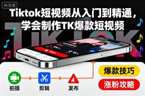 Tiktok短视频从入门到精通,学会制作TK爆款短视频-网赚资源网