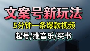 文案号新玩法,5分钟一条爆款视频,流量高,起号快,多方位变现-网赚资源网