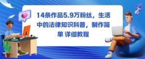 14条作品5.9W粉丝,生活中的法律知识科普,制作简单详细教程-网赚资源网