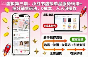 虚拟第三期:小红书虚拟单品服务玩法+细分铺货玩法,0成本,人人可操作-网赚资源网