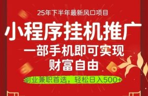 一部手机即可实现财富自由,微信小程序推广最新玩法教学,操作简单容易上手【揭秘】-网赚资源网