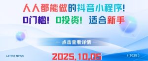 人人都能做的抖音小程序，0门槛0成本，适合新手 - 网赚资源网-网赚资源网