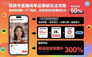 视频号直播间单品爆破玩法攻略，像素级拆解一个门槛低，容易复制到直播间玩法-网赚资源网