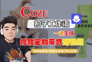 Coze扣子智能体工作流一键生成“爆款宠物带货“短视频，全流程保姆级教学-网赚资源网