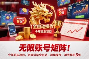 无限账号矩阵！今年龙头项目，游戏试玩全自动，简单操作，单号单日5张【揭秘】-网赚资源网
