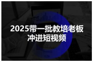 2025带一批教培老板冲进短视频，全方位助力教培人掌握短视频招生技能 - 网赚资源网-网赚资源网