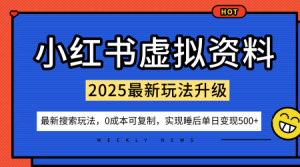 小红书虚拟资料项目：最新搜索流变现玩法，0成本简单可复制，一人多店打法，新手也可轻松日入5张+ - 网赚资源网-网赚资源网