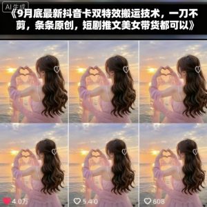 9月底最新抖音卡双特效搬运技术，一刀不剪，条条原创，短剧推文美女带货都可以 - 网赚资源网-网赚资源网