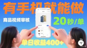 20秒做一单！商品视频审核项目，有手机就可以做，随时随地不限地方不限时间，单日收益4张【揭秘】 - 网赚资源网-网赚资源网