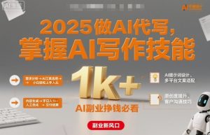 2025做AI代写，掌握AI写作技能，小白轻松上手日入1k+，AI副业挣钱必看 - 网赚资源网-网赚资源网