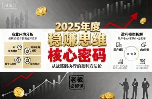 2025年度稳賺思维老板创业营，拆解2025年新商业环境下，企业实现持续盈利的核心密码 - 网赚资源网-网赚资源网