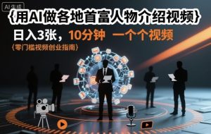 用AI做各地首富人物介绍视频，日入3张，10分钟一个视频-网赚资源网