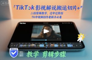 TikTok影视解说搬运切片+二创剪辑教学，过中过原创，TK中视频创作者新手必看-网赚资源网