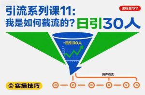 引流系列课11：我是如何截流的？日引30人【文档】-网赚资源网