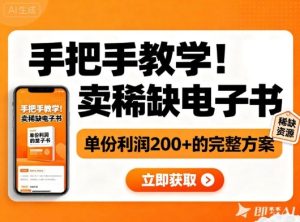 手把手教学!在小红书卖稀缺电子书,单份利润2张+的完整方案-网赚资源网