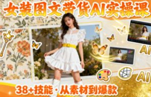 女装图文带货的AI实操课，覆盖38个实用技能，快速提升素材制作效率-网赚资源网