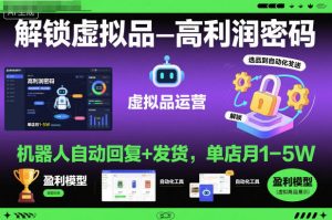 解锁虚拟品高利润密码：机器人自动回复+发货，单店月1-5W【揭秘】-网赚资源网