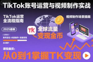2025最新TikTok账号运营与视频制作实战全流程，从0到1掌握TK变现（含11月最新TK搬运技术）-网赚资源网