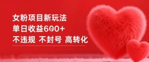 女粉项目新玩法单日收益6张+不违规不封号高转化-网赚资源网
