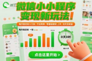 微信小程序变现新玩法，每天稳定收入几张，方法简单，零基础也能轻松上手，当天见收益【揭秘】-网赚资源网