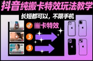 某社群抖音纯搬卡特效玩法教学，长短都可以，不限手机-网赚资源网